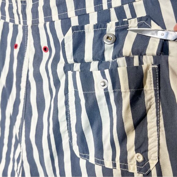 Solid and Striped Men’s Size Large Boardshort Blue Cream Stripes Swim Shorts - Picture 8 of 13